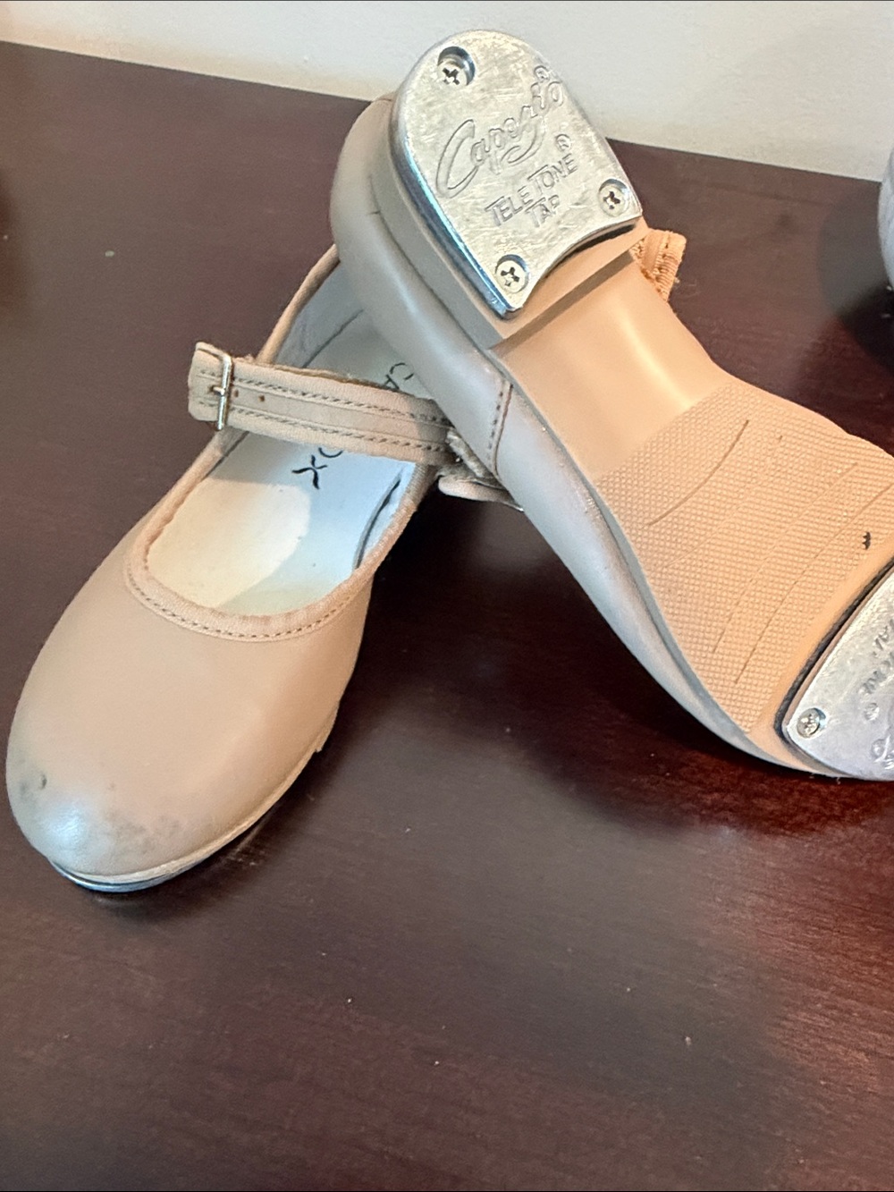 Capezio Beige Girls Tap Mary Jane Shoes